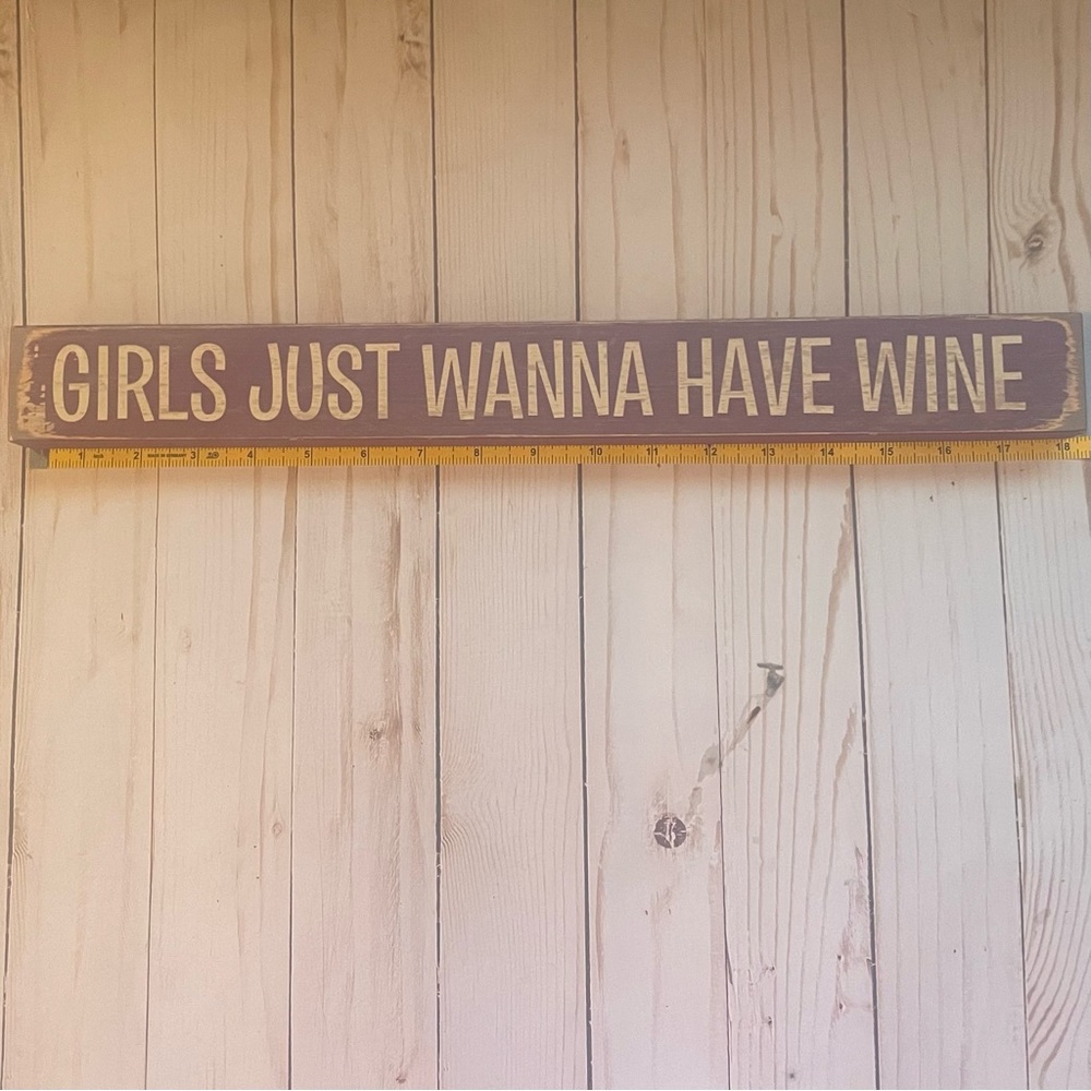 🆕 Quill to Paper by sixtrees GIRLS JUST WANNA HAVE WINE wooden sign